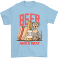 Beer and a Brat Funny Dog Alcohol Hotdog Mens T-Shirt Cotton Gildan Light Blue