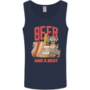 Beer and a Brat Funny Dog Alcohol Hotdog Mens Vest Tank Top Navy Blue