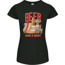 Beer and a Brat Funny Dog Alcohol Hotdog Womens Petite Cut T-Shirt Black