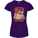 Beer and a Brat Funny Dog Alcohol Hotdog Womens Petite Cut T-Shirt Purple
