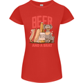 Beer and a Brat Funny Dog Alcohol Hotdog Womens Petite Cut T-Shirt Red