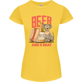 Beer and a Brat Funny Dog Alcohol Hotdog Womens Petite Cut T-Shirt Yellow
