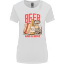Beer and a Brat Funny Dog Alcohol Hotdog Womens Wider Cut T-Shirt White