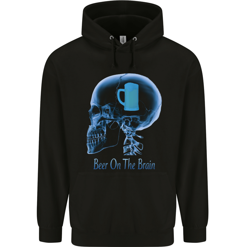 Beer on the Brain Funny Alcohol Larger BBQ Childrens Kids Hoodie Black