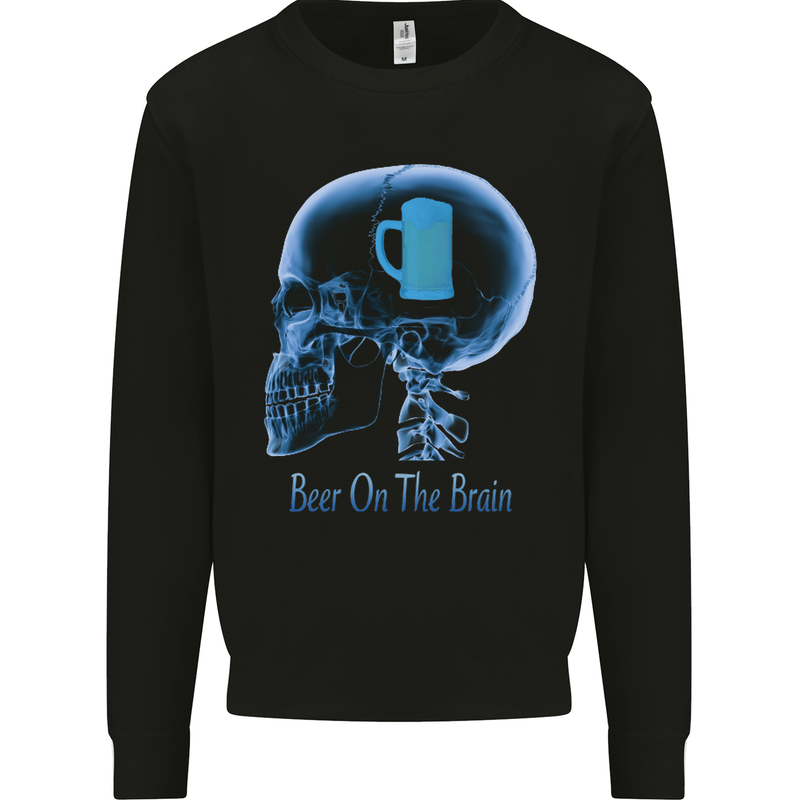 Beer on the Brain Funny Alcohol Larger BBQ Kids Sweatshirt Jumper Black