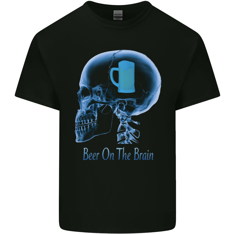 Beer on the Brain Funny Alcohol Larger BBQ Mens Cotton T-Shirt Tee Top Black