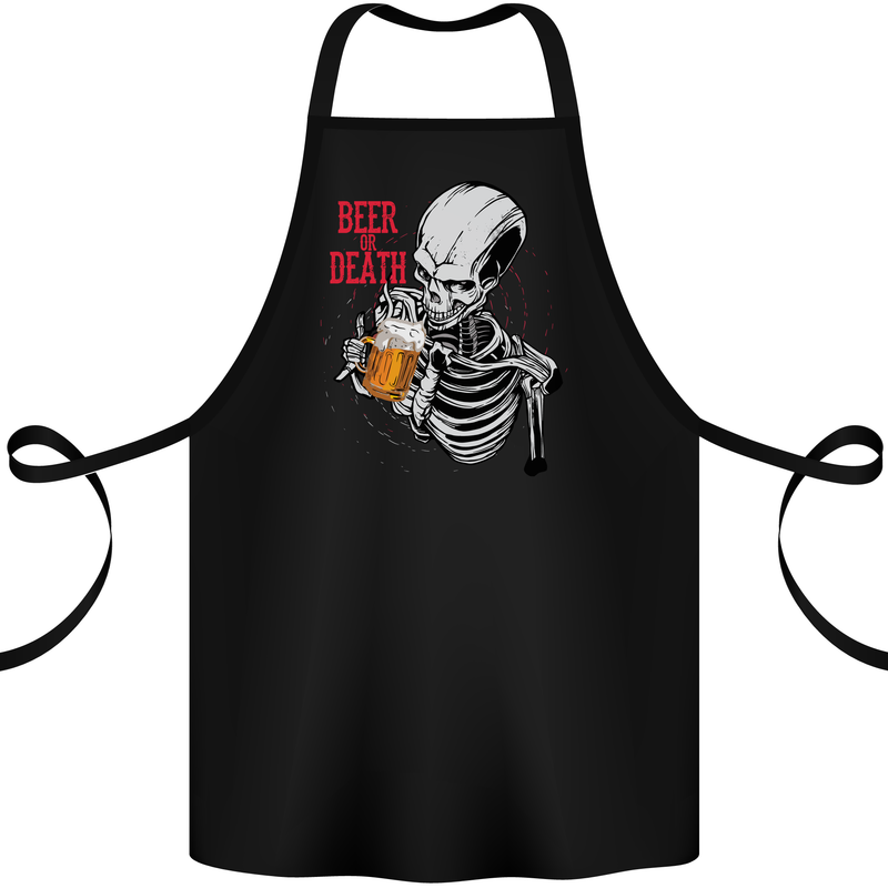 Beer or Death Skull Funny Alcohol Cotton Apron 100% Organic Black