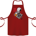 Beer or Death Skull Funny Alcohol Cotton Apron 100% Organic Maroon