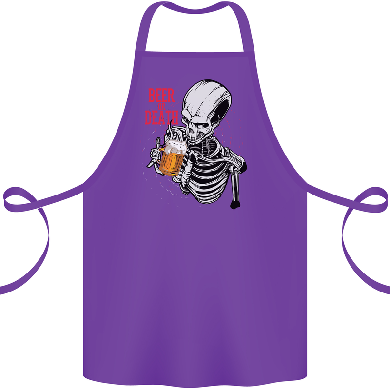 Beer or Death Skull Funny Alcohol Cotton Apron 100% Organic Purple