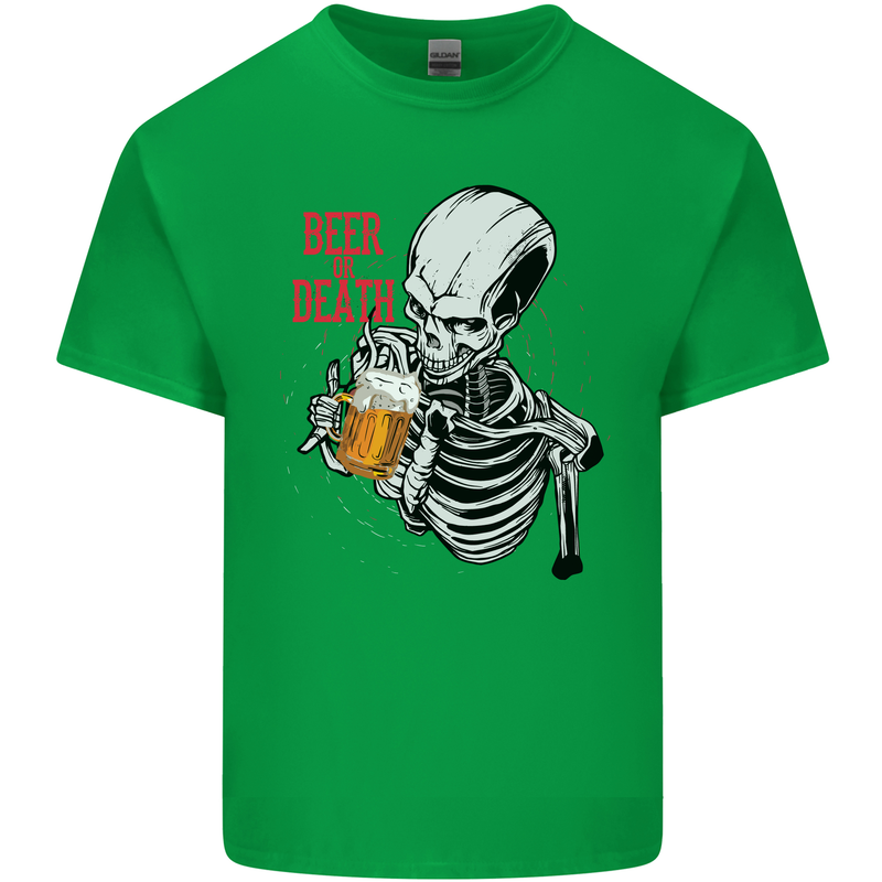 Beer or Death Skull Funny Alcohol Kids T-Shirt Childrens Irish Green