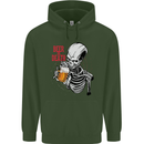 Beer or Death Skull Funny Alcohol Mens 80% Cotton Hoodie Forest Green