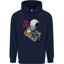 Beer or Death Skull Funny Alcohol Mens 80% Cotton Hoodie Navy Blue