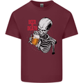 Beer or Death Skull Funny Alcohol Mens Cotton T-Shirt Tee Top Maroon
