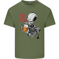 Beer or Death Skull Funny Alcohol Mens Cotton T-Shirt Tee Top Military Green