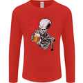Beer or Death Skull Funny Alcohol Mens Long Sleeve T-Shirt Red