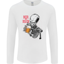 Beer or Death Skull Funny Alcohol Mens Long Sleeve T-Shirt White