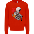 Beer or Death Skull Funny Alcohol Mens Sweatshirt Jumper Bright Red
