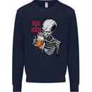 Beer or Death Skull Funny Alcohol Mens Sweatshirt Jumper Navy Blue