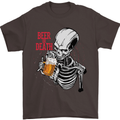 Beer or Death Skull Funny Alcohol Mens T-Shirt Cotton Gildan Dark Chocolate