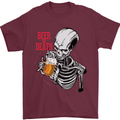 Beer or Death Skull Funny Alcohol Mens T-Shirt Cotton Gildan Maroon