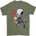Beer or Death Skull Funny Alcohol Mens T-Shirt Cotton Gildan Military Green