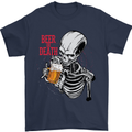Beer or Death Skull Funny Alcohol Mens T-Shirt Cotton Gildan Navy Blue