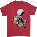 Beer or Death Skull Funny Alcohol Mens T-Shirt Cotton Gildan Red