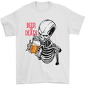 Beer or Death Skull Funny Alcohol Mens T-Shirt Cotton Gildan White