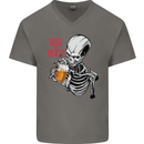 Beer or Death Skull Funny Alcohol Mens V-Neck Cotton T-Shirt Charcoal