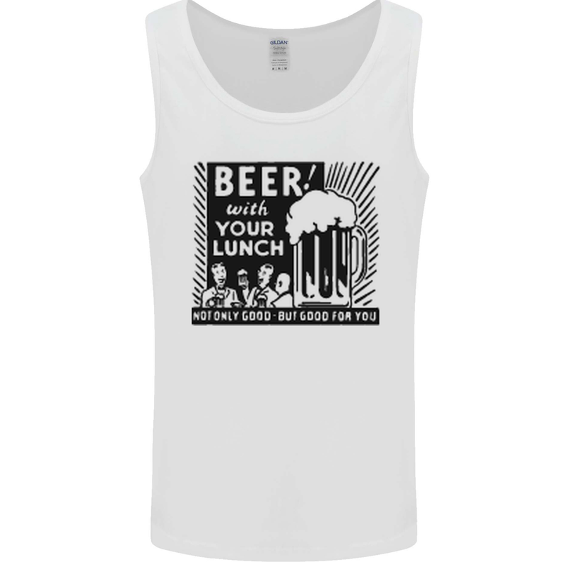 Beer with Your Lunch Funny Alcohol Mens Vest Tank Top White