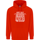 Behind Bars Motorcycle Motorbike Biker Mens 80% Cotton Hoodie Bright Red