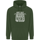 Behind Bars Motorcycle Motorbike Biker Mens 80% Cotton Hoodie Forest Green