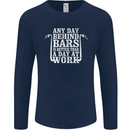 Behind Bars Motorcycle Motorbike Biker Mens Long Sleeve T-Shirt Navy Blue