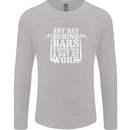 Behind Bars Motorcycle Motorbike Biker Mens Long Sleeve T-Shirt Sports Grey