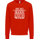 Behind Bars Motorcycle Motorbike Biker Mens Sweatshirt Jumper Bright Red