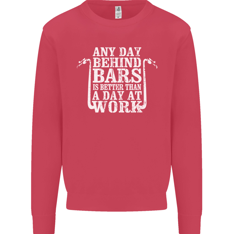 Behind Bars Motorcycle Motorbike Biker Mens Sweatshirt Jumper Heliconia