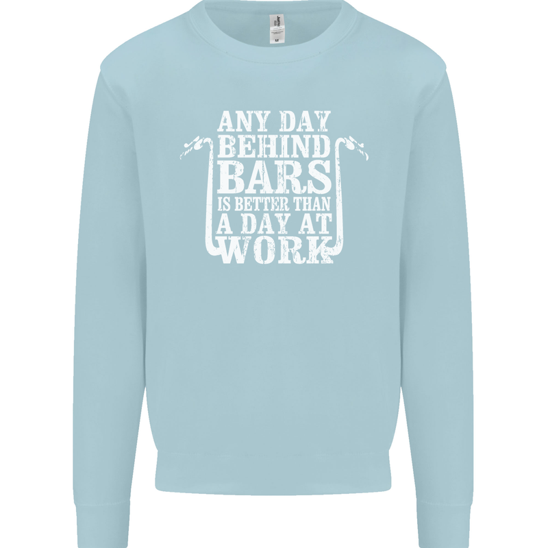 Behind Bars Motorcycle Motorbike Biker Mens Sweatshirt Jumper Light Blue