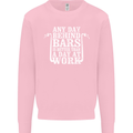 Behind Bars Motorcycle Motorbike Biker Mens Sweatshirt Jumper Light Pink