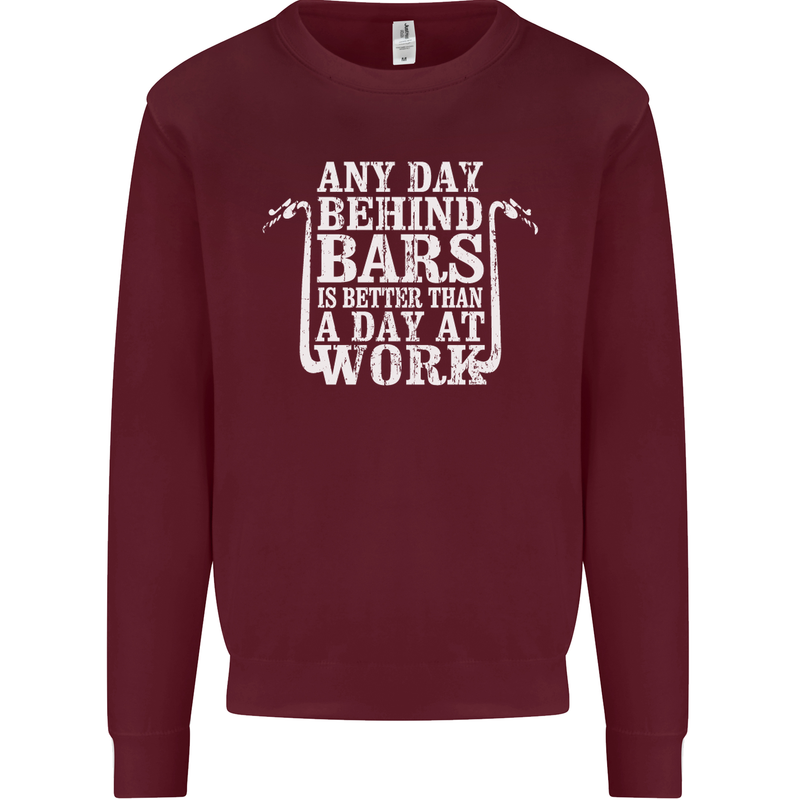 Behind Bars Motorcycle Motorbike Biker Mens Sweatshirt Jumper Maroon