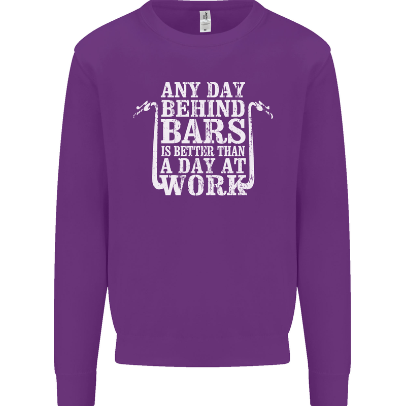 Behind Bars Motorcycle Motorbike Biker Mens Sweatshirt Jumper Purple