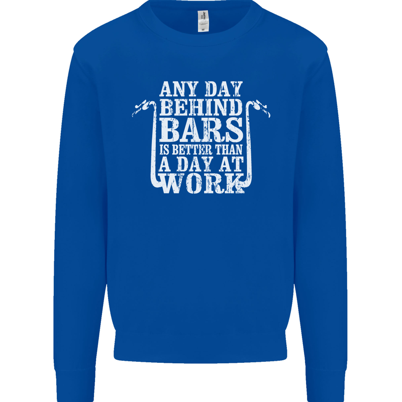 Behind Bars Motorcycle Motorbike Biker Mens Sweatshirt Jumper Royal Blue