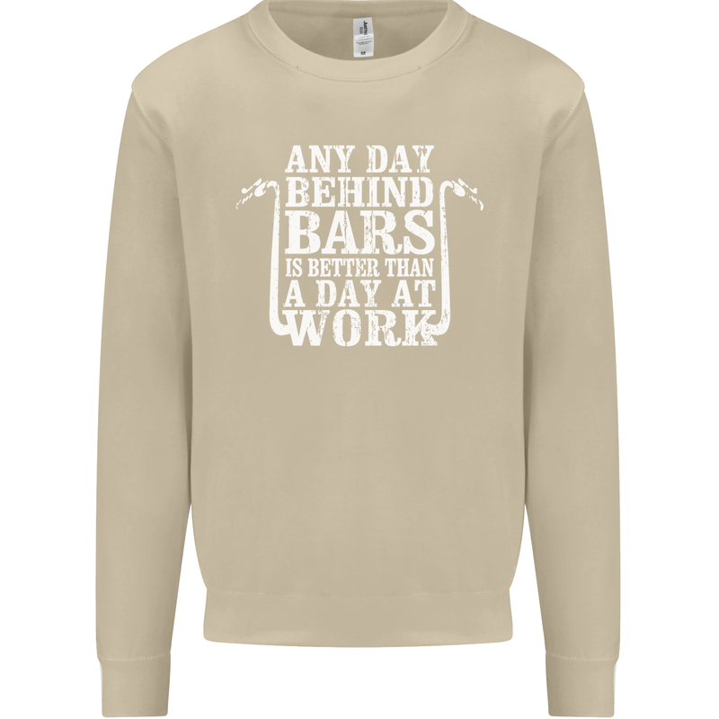 Behind Bars Motorcycle Motorbike Biker Mens Sweatshirt Jumper Sand