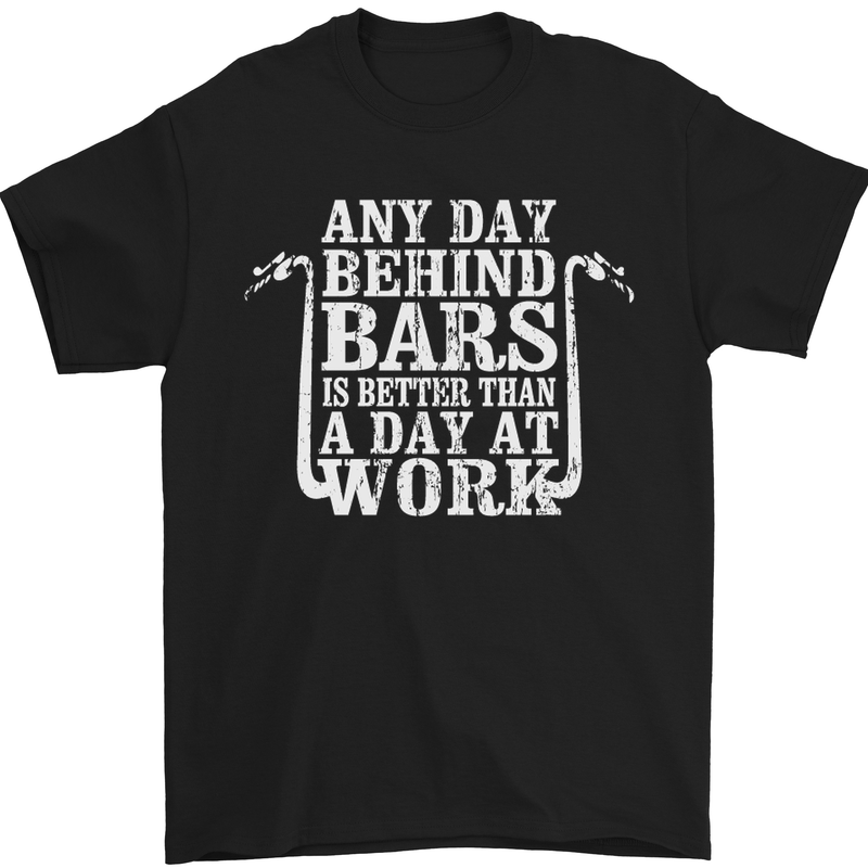 Behind Bars Motorcycle Motorbike Biker Mens T-Shirt Cotton Gildan Black