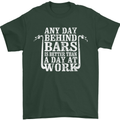 Behind Bars Motorcycle Motorbike Biker Mens T-Shirt Cotton Gildan Forest Green