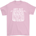 Behind Bars Motorcycle Motorbike Biker Mens T-Shirt Cotton Gildan Light Pink