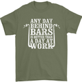 Behind Bars Motorcycle Motorbike Biker Mens T-Shirt Cotton Gildan Military Green