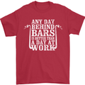 Behind Bars Motorcycle Motorbike Biker Mens T-Shirt Cotton Gildan Red