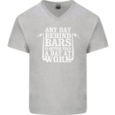 Behind Bars Motorcycle Motorbike Biker Mens V-Neck Cotton T-Shirt Sports Grey