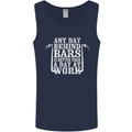 Behind Bars Motorcycle Motorbike Biker Mens Vest Tank Top Navy Blue