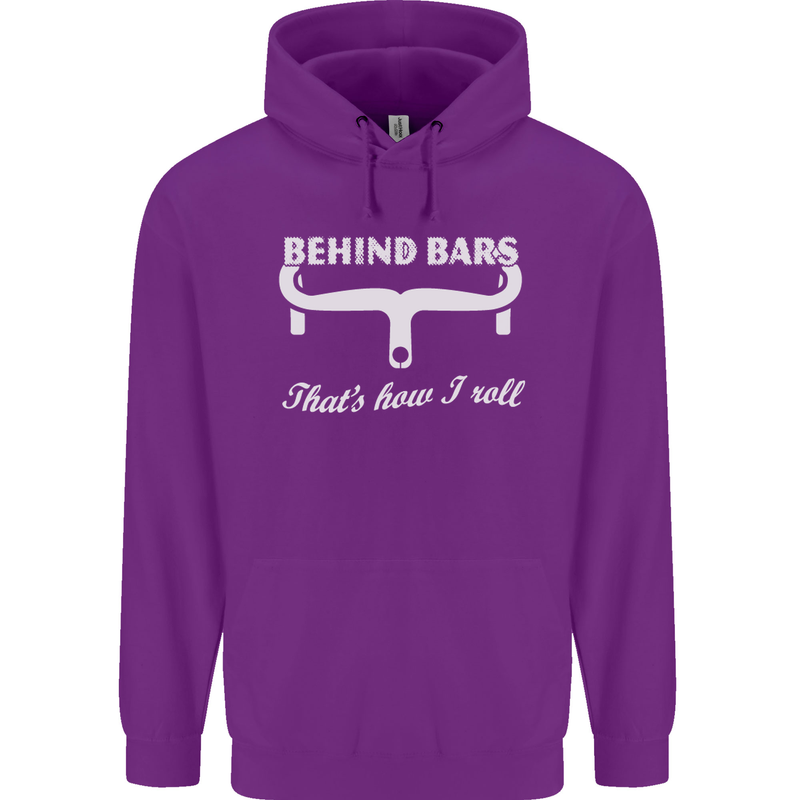 Behind Bars That's How I Roll Cycling Bike Mens 80% Cotton Hoodie Purple